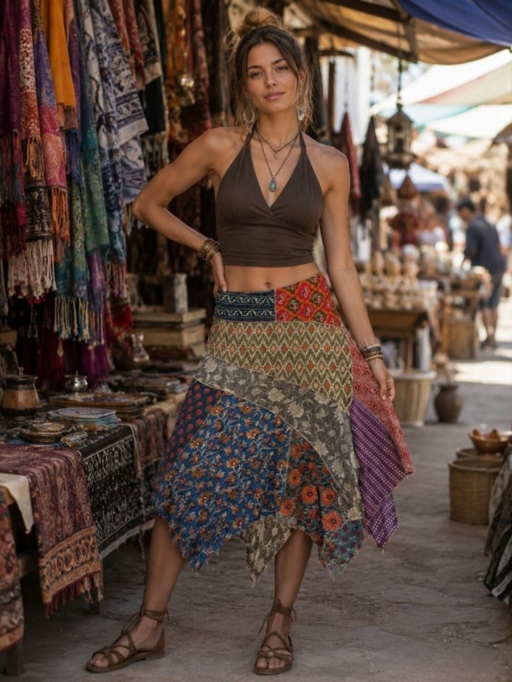 NWT Cotton Patchwork Pixie Skirt-Size L/XL